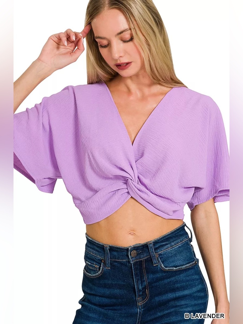 Zenana Woven Airflow Twisted Top & Wide Leg Pants Set - Picture 6 of 16